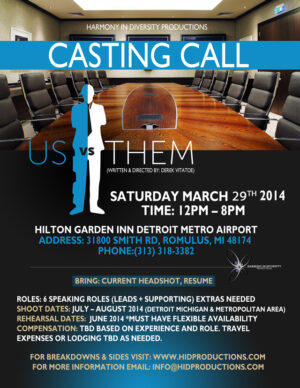 Speaking Roles for “Us Vs. Them” in Detroit Michigan