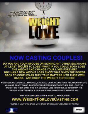 Reality Series Casting Call for Couples Needing To Lose Weight