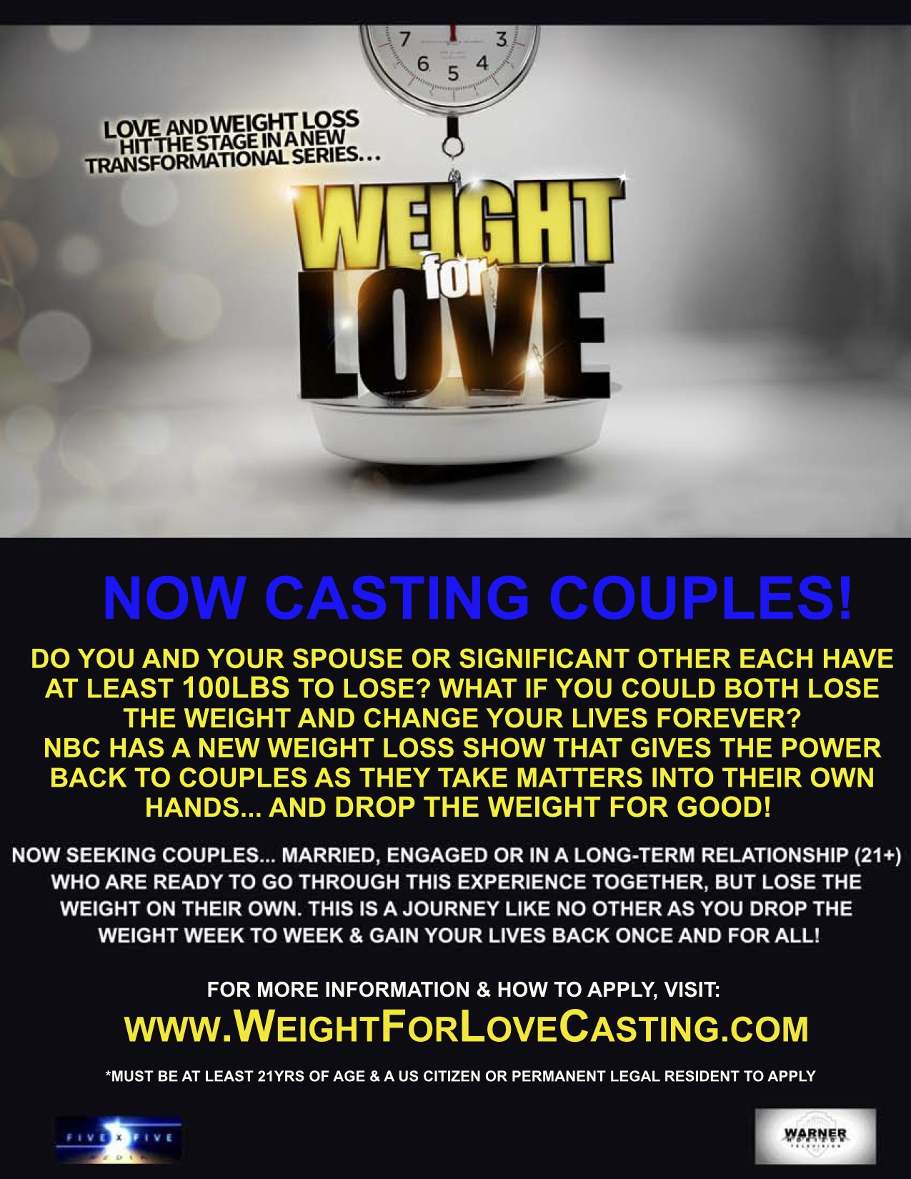 weight for love reality show info flyer