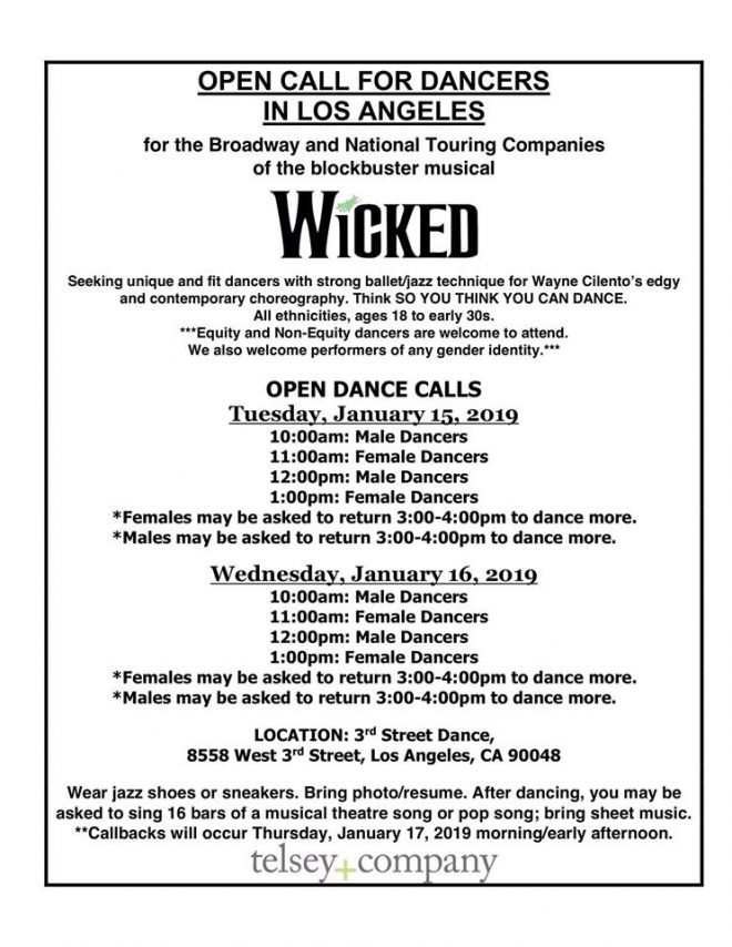 wicked tour auditions