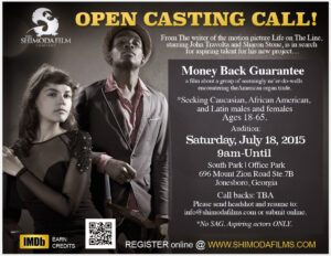 Open Auditions for Indie Film “Money Back Guarantee” in Atlanta