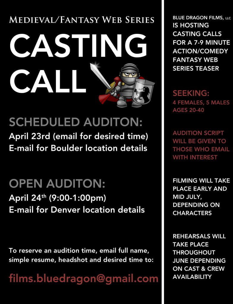 casting call in Boulder for web series