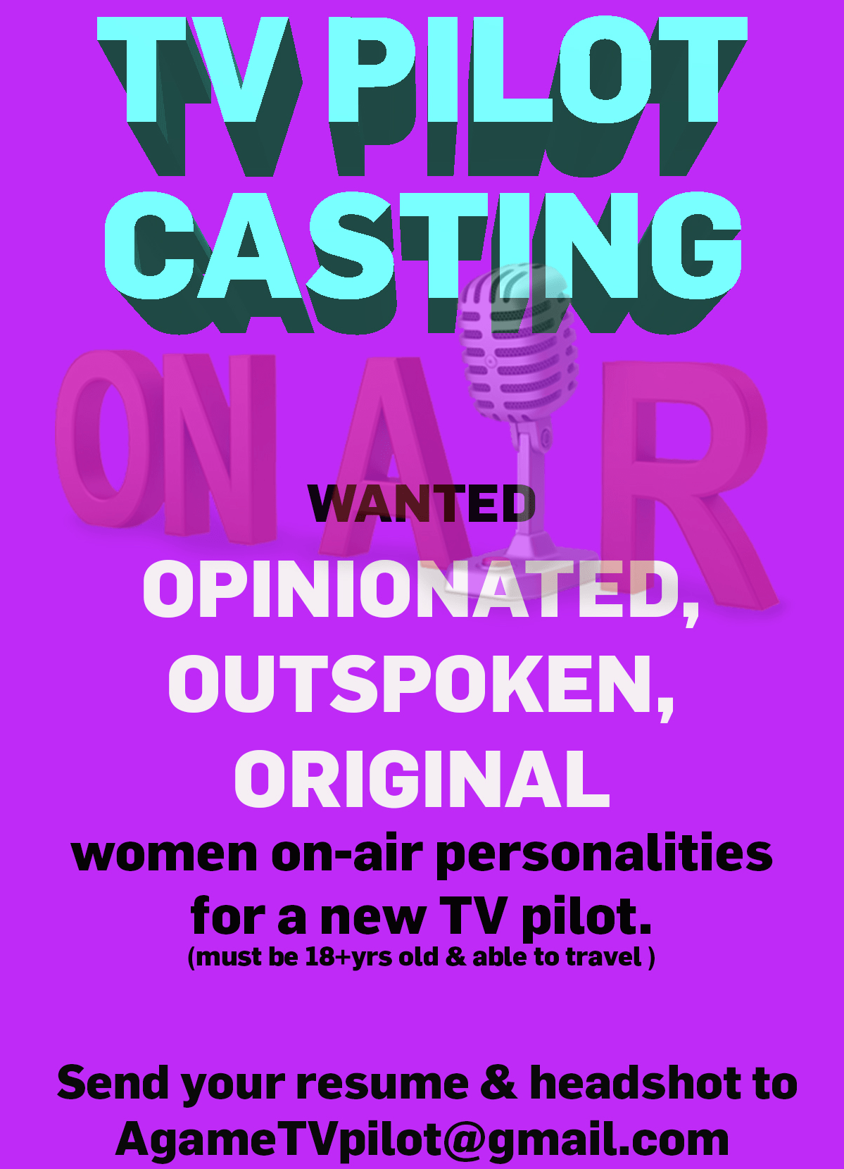 Casting Female OnAir Personalities for TV Pilot Filming in Atlanta