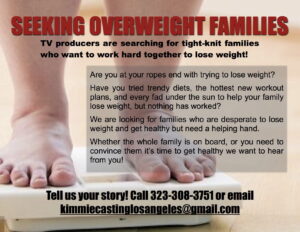 TV Producers Now Casting Families Needing to Lose Serious Weight to Improve Health