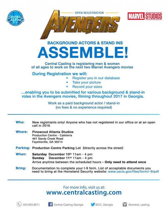 Open Casting Call for The Next Marvel “Avengers” Movie in GA