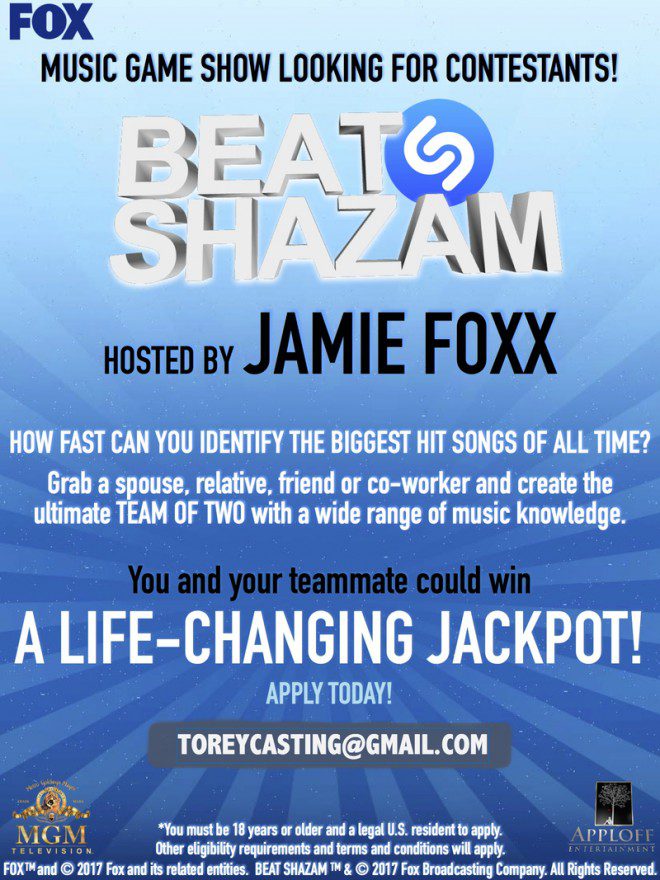 New Music Game Show Beat Shazam With Jamie Foxx Casting Nationwide