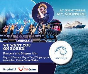 Mein Schiff Fleet Ctuises Holding Auditions for Paid Singers and Dancers in Amsterdam