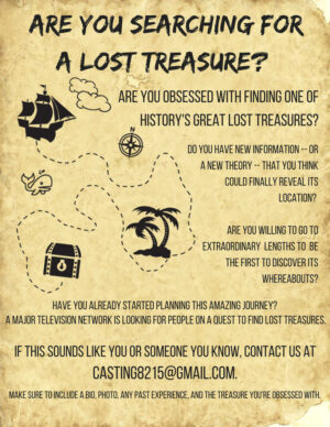 Major TV Network Show Casting Treasure Hunters Nationwide