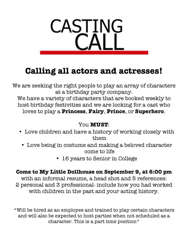 Tulsa, Oklahoma Auditions for OnGoing Acting Job With Party