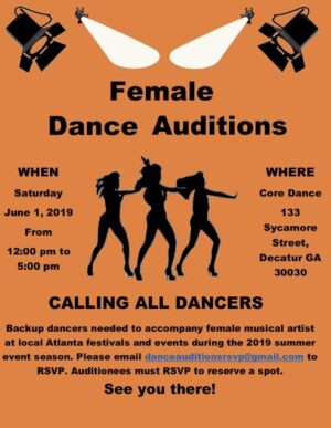 Open Backup Dancer Auditions for Music Artist in Atlanta