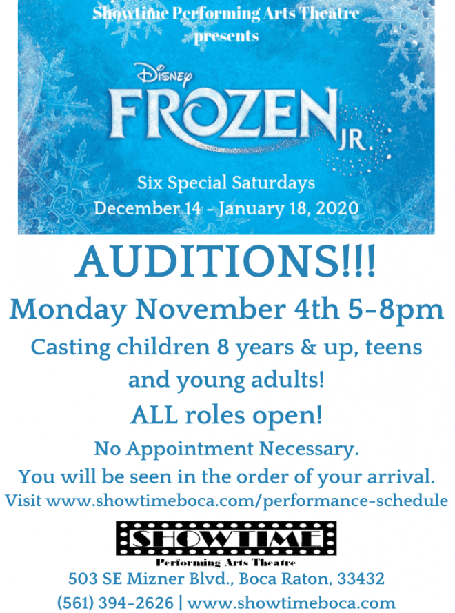 Kids Theater Auditions for “Frozen Jr.” In Boca Raton, Florida ...