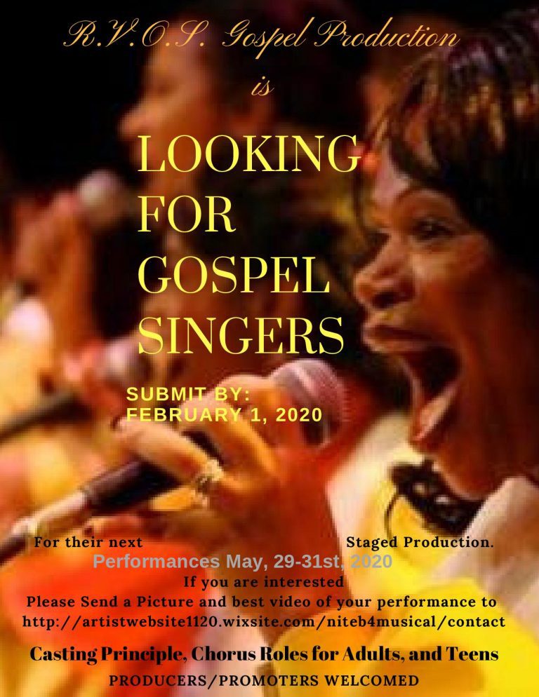 Singer Auditions in Charleston for Gospel Musical “The Night Before A