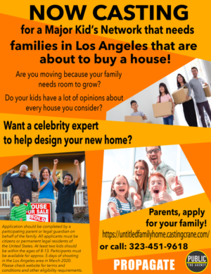 Casting SoCal Families With Kids That Are Moving To A New Home for Major Kids Network Show