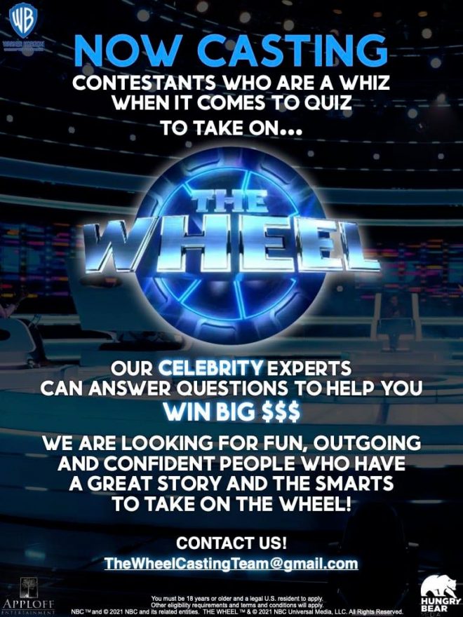 Auditions for New Game Show “The Wheel” Auditions Free