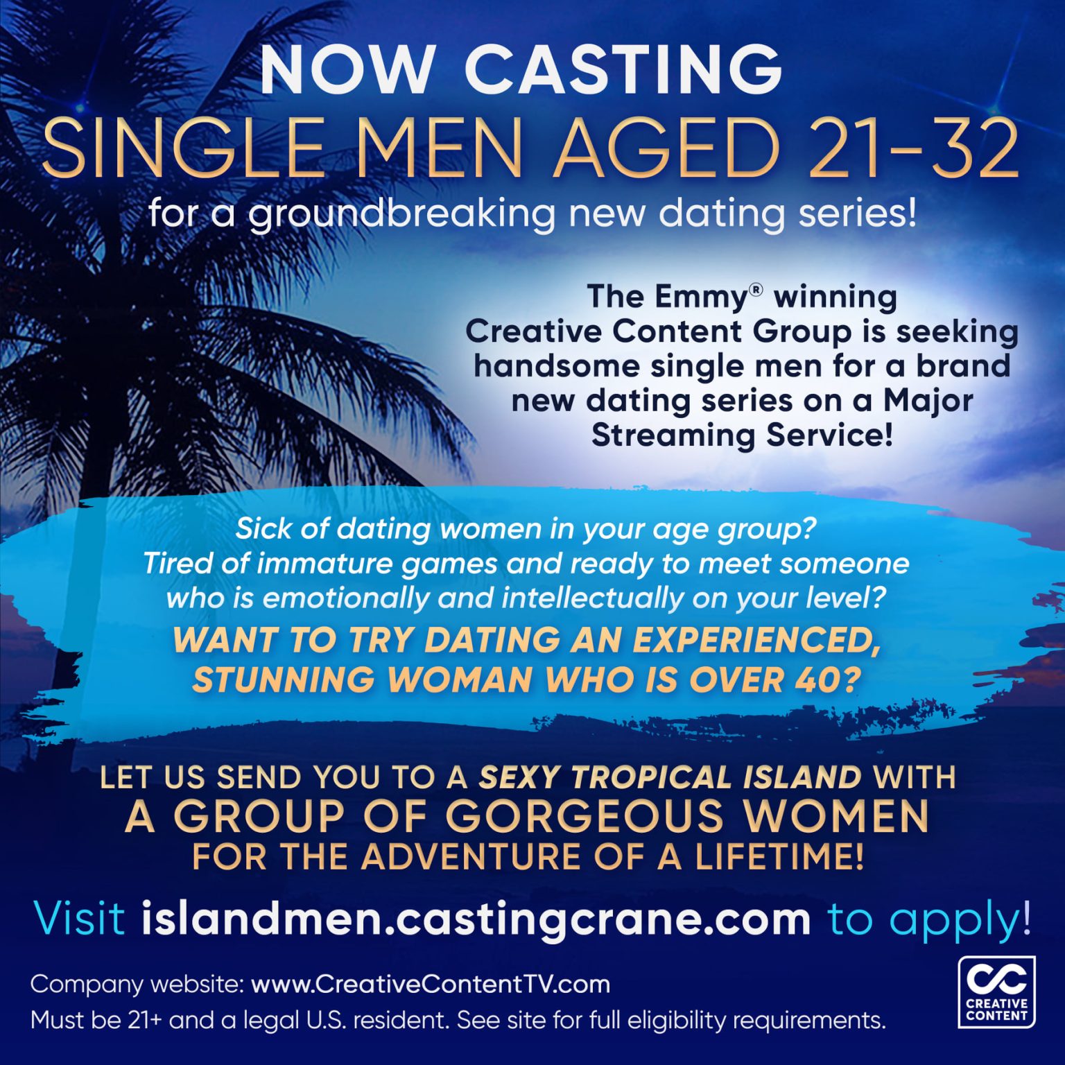 Casting Men for a New Reality TV Dating Show Auditions Free