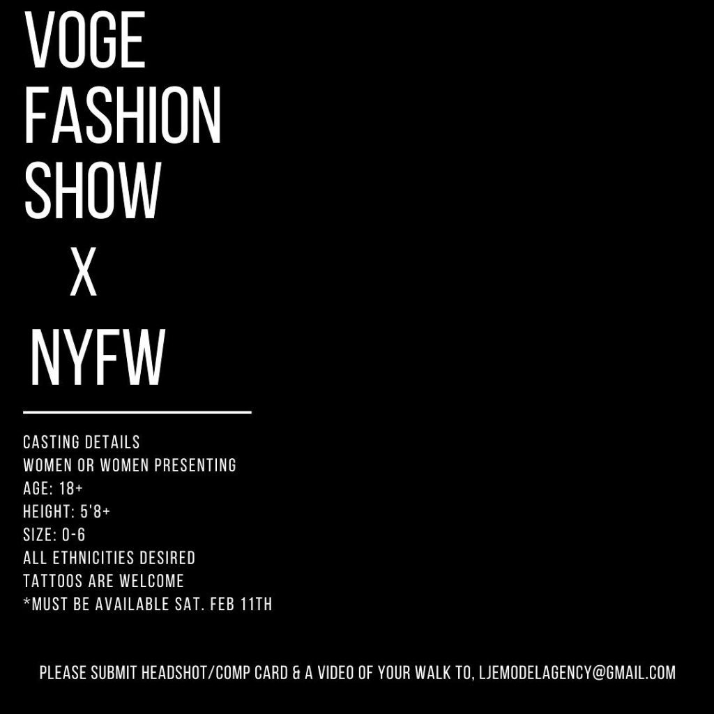 Model Casting For Fashion Show In New York