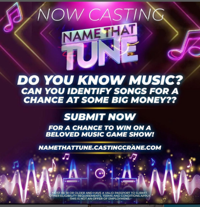 Now Casting FOX’s “Name That Tune” Game Show Nationwide Auditions Free