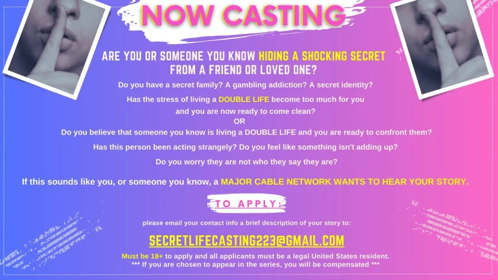 Casting People Hiding A Shocking Secret For Major Cable Show Auditions Free 2747
