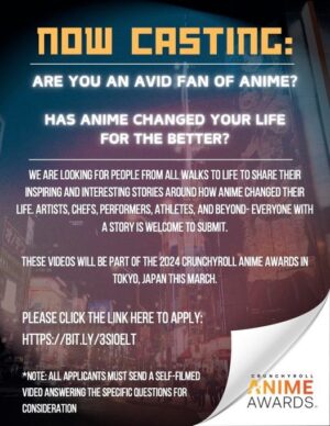 Casting Call for Anime Superfans for The 2024 Anime Awards