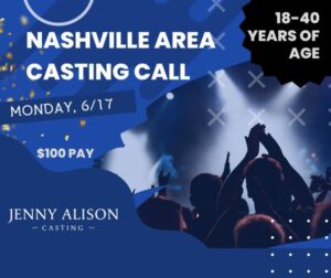 Movie Needs Paid Background Actors in Nashville Tennessee.