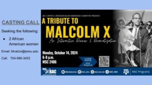 Actors for “A Tribute to Malcolm X” in College Station, TX