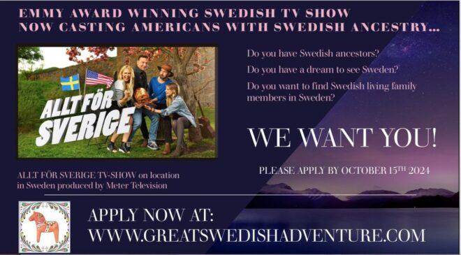 details and info graphic for great Swedish adventure casting call.