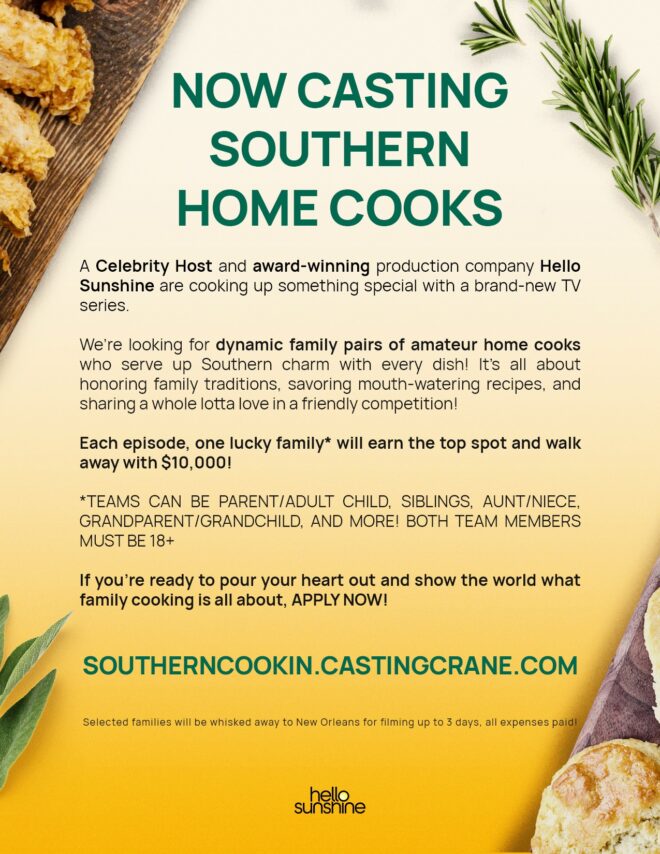 Casting notice info graphic for brand new cooking show - details